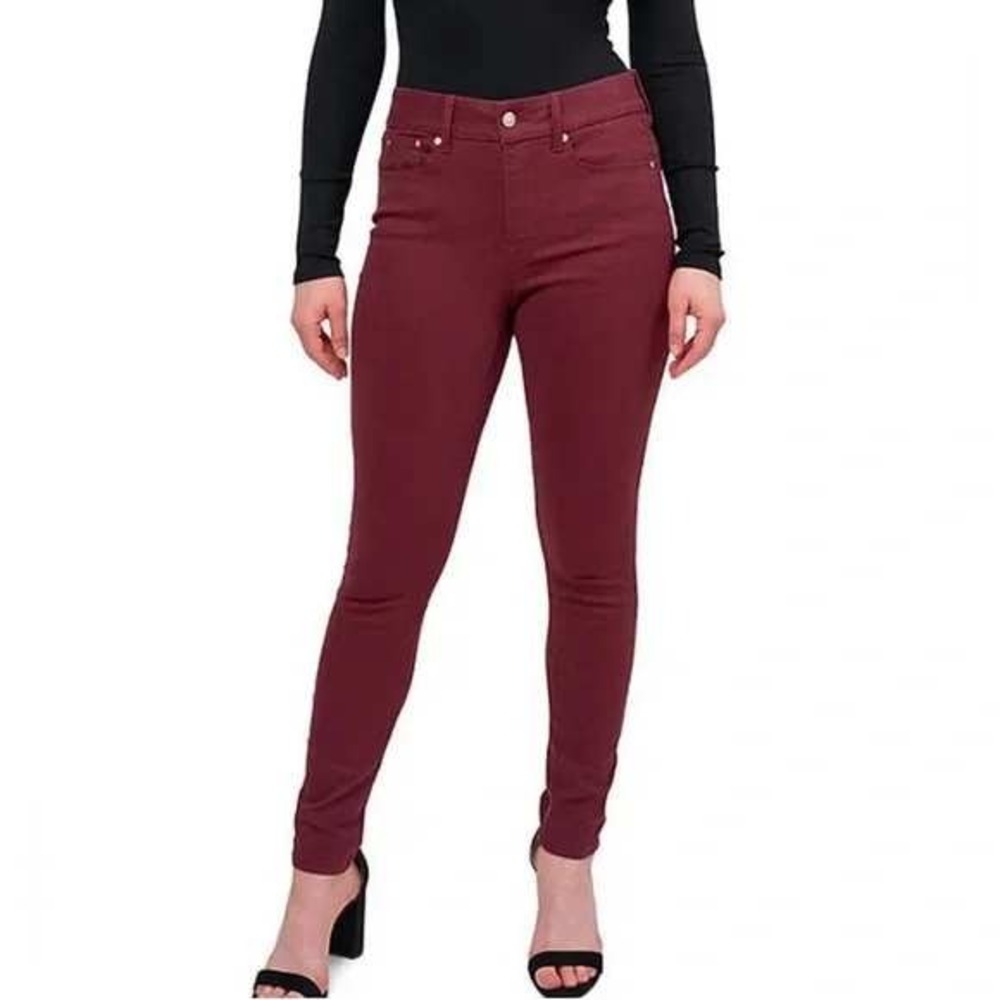 Seven7 Tummyless High Rise‎ Skinny Burgundy Jeans Jeggings Stretch Size 6